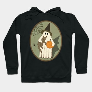 Vintage Ghost with Cat Halloween Graphic Hoodie